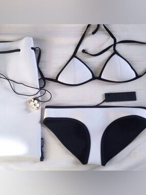 White Neoprene Triangle Bikini Set